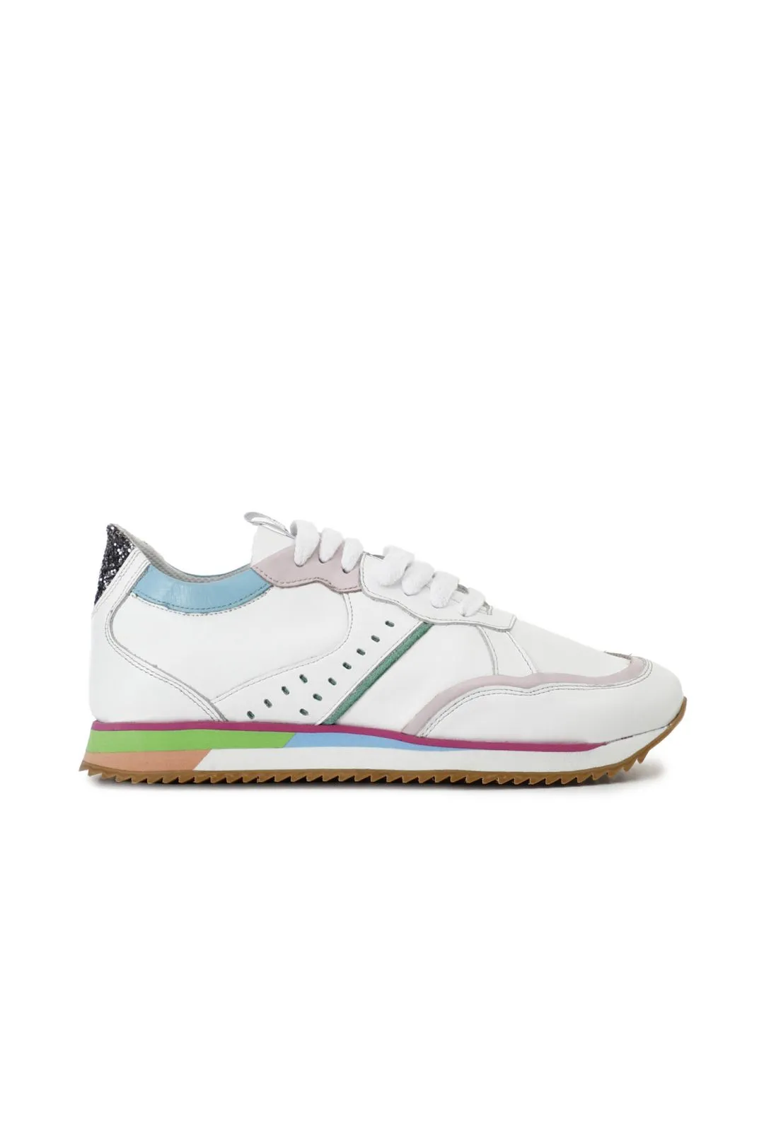 sneakers in pelle multicolore con suola running multi bianco