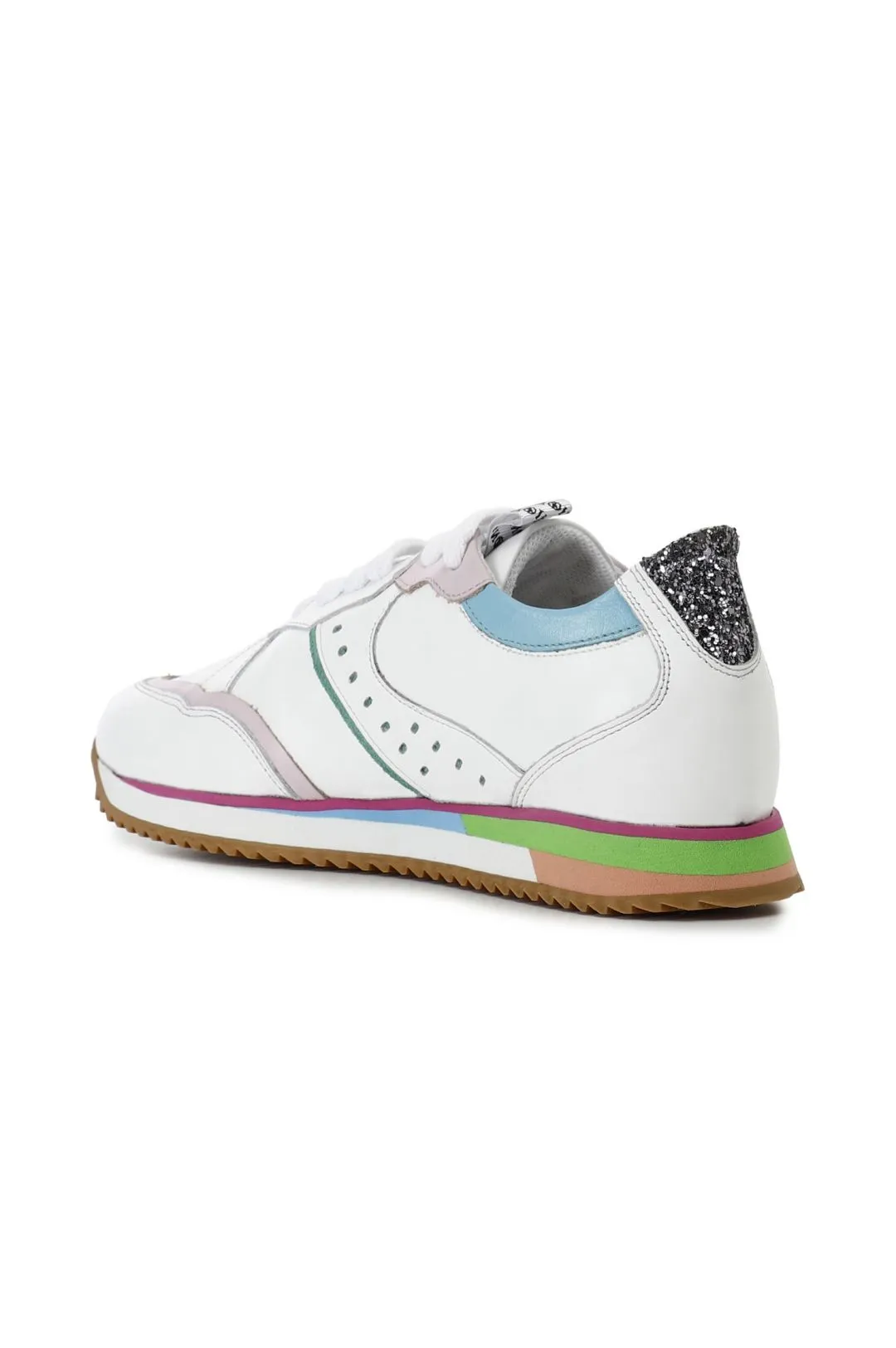 sneakers in pelle multicolore con suola running multi bianco