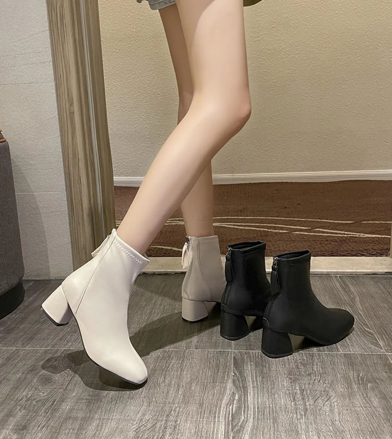 Stivaletti Tacchi alti Scarpe con tacco Stivali Mart Stivali da donna Stivali corti in peluche