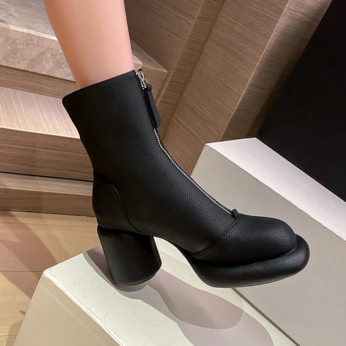 Stivali arancioni da donna in vera pelle Stivaletti da donna in vera pelle 2023 Novità