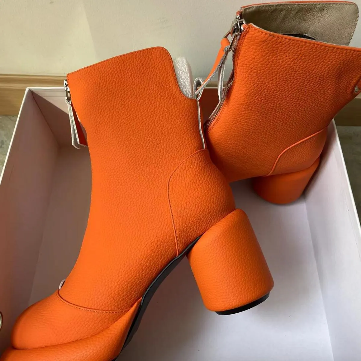 Stivali arancioni da donna in vera pelle Stivaletti da donna in vera pelle 2023 Novità