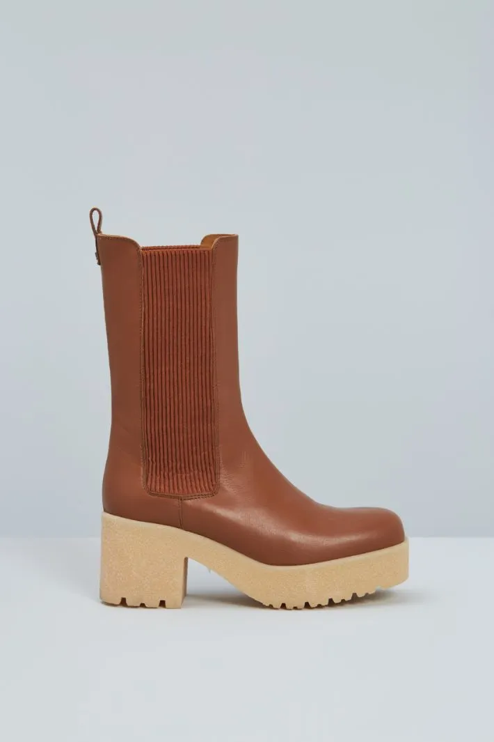 Stivali chunky in pelle