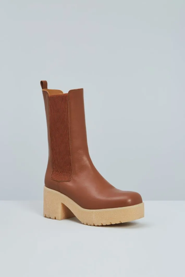Stivali chunky in pelle