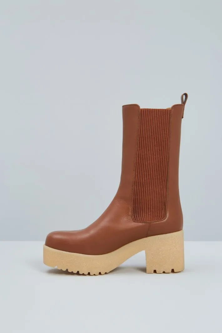 Stivali chunky in pelle