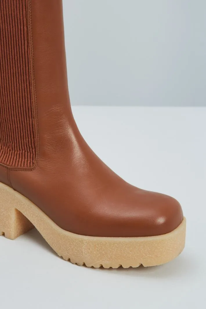 Stivali chunky in pelle