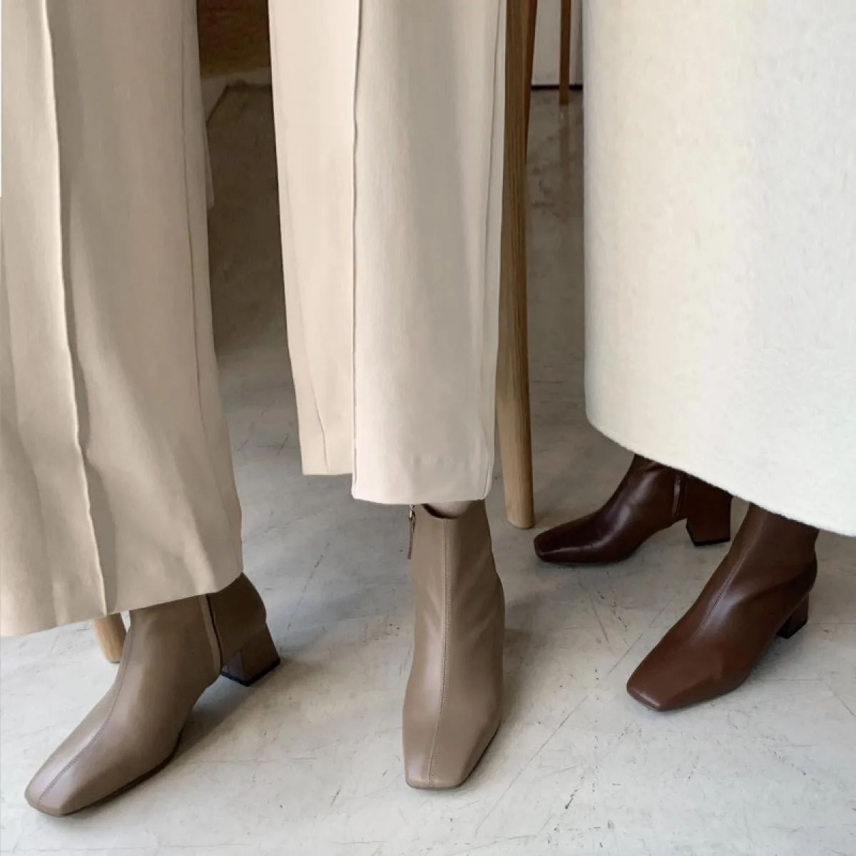 Stivali in pelle con punta quadrata Donna Stivaletti con punta quadrata Donna 2023 Nuovo autunno