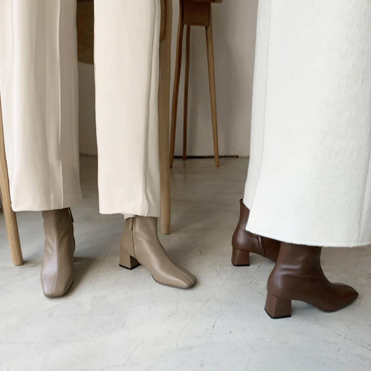 Stivali in pelle con punta quadrata Donna Stivaletti con punta quadrata Donna 2023 Nuovo autunno