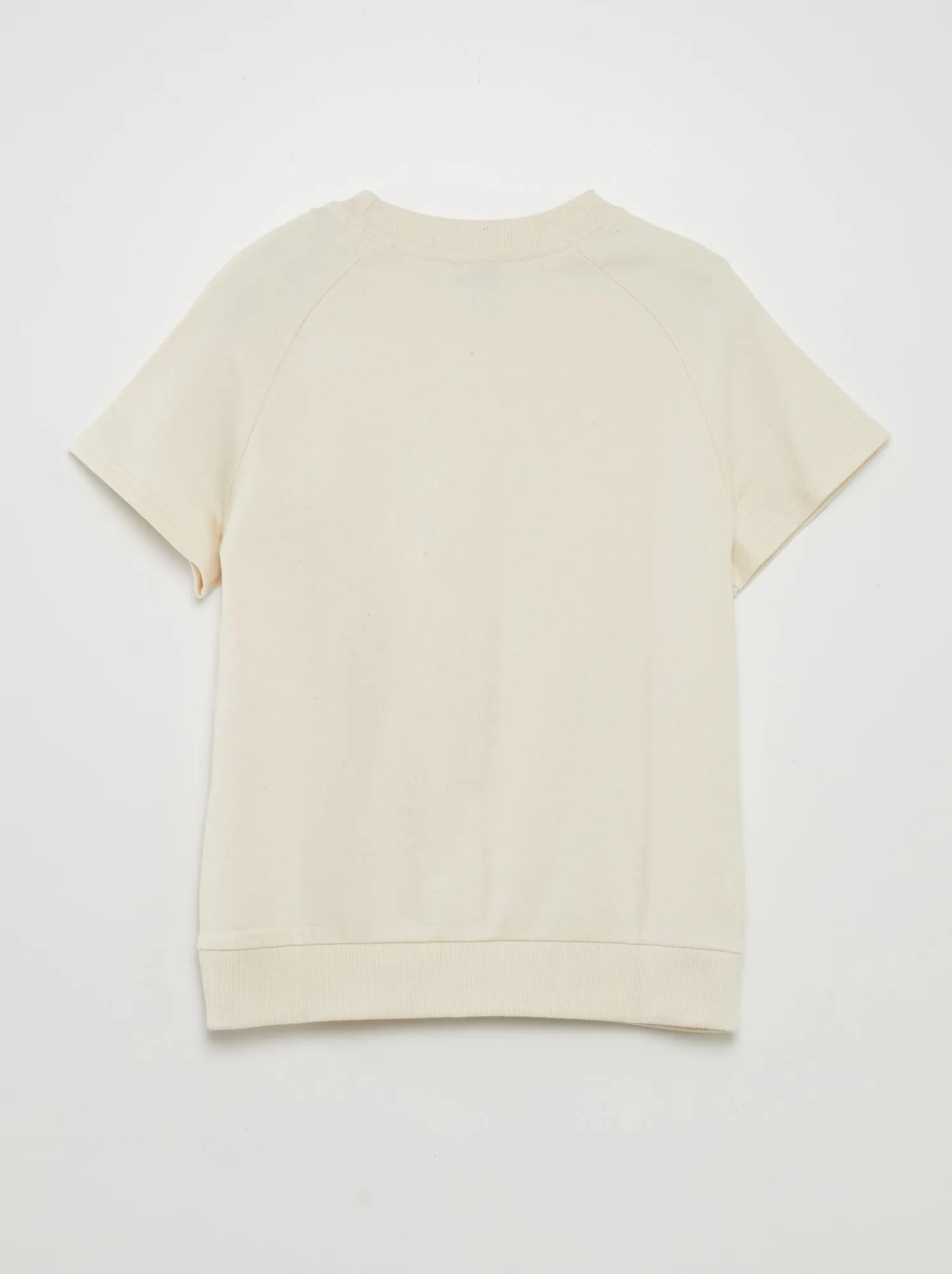 T-shirt spessa in cotone con tasca a marsupio - BIANCO
