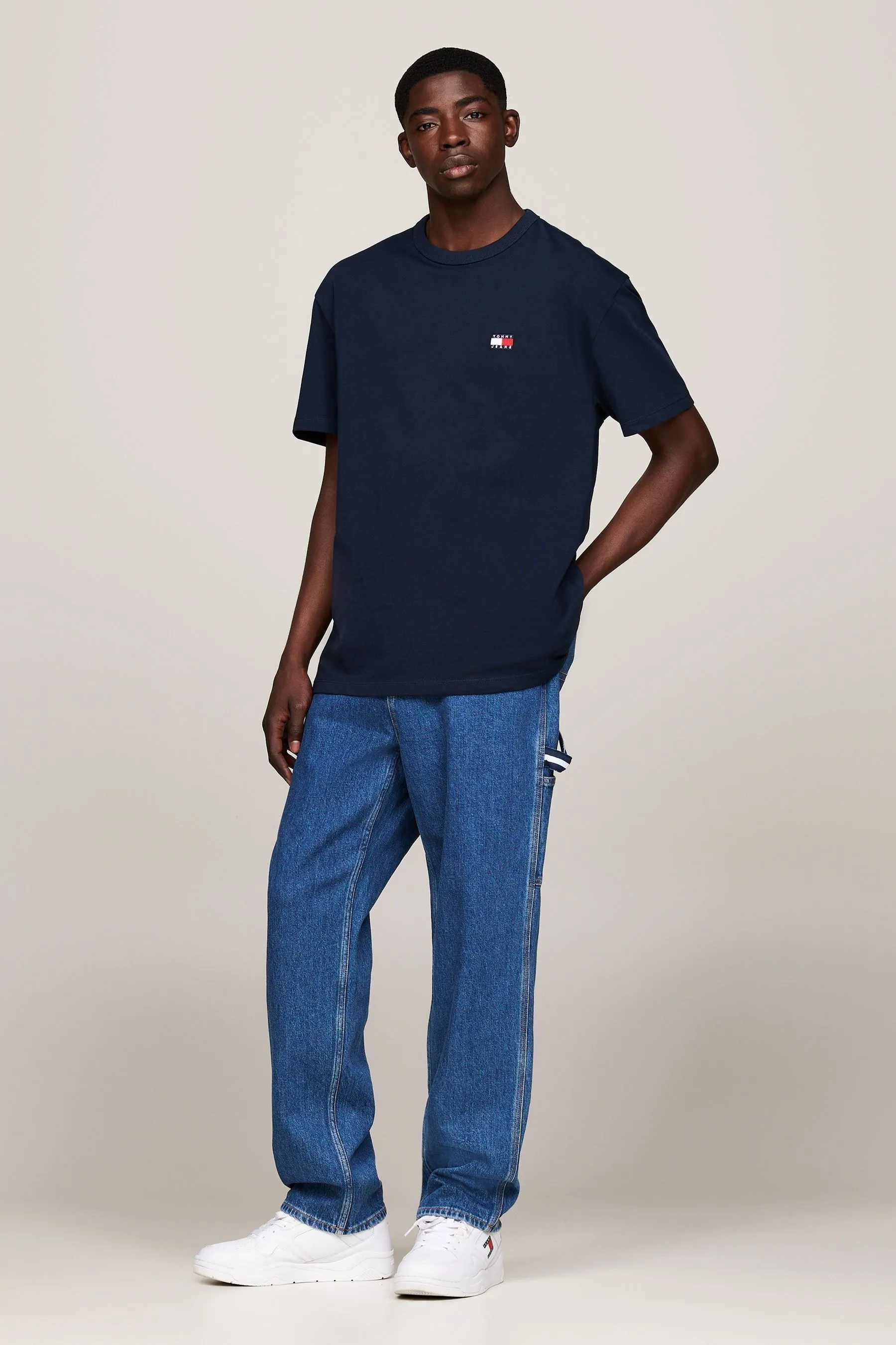 Tommy Jeans Regular - Blu vestibilità Blu - T-shirt con toppe    