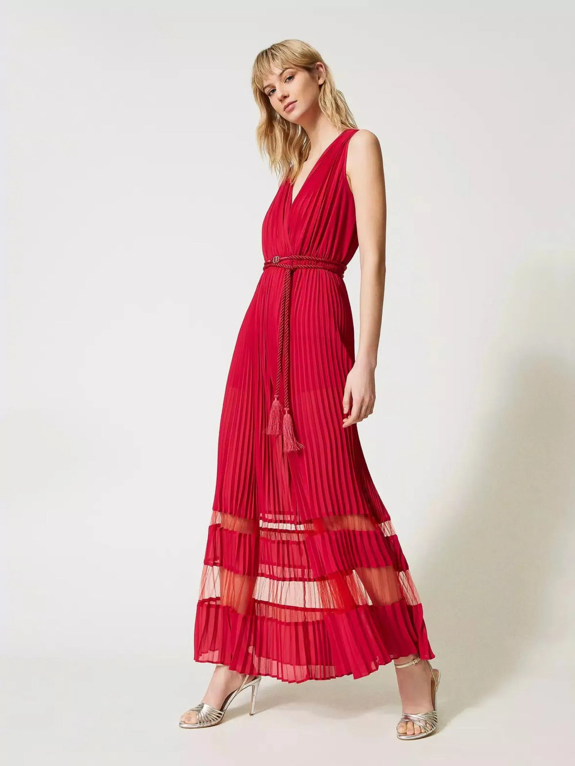 Tuta in Georgette Plissé Fucsia
