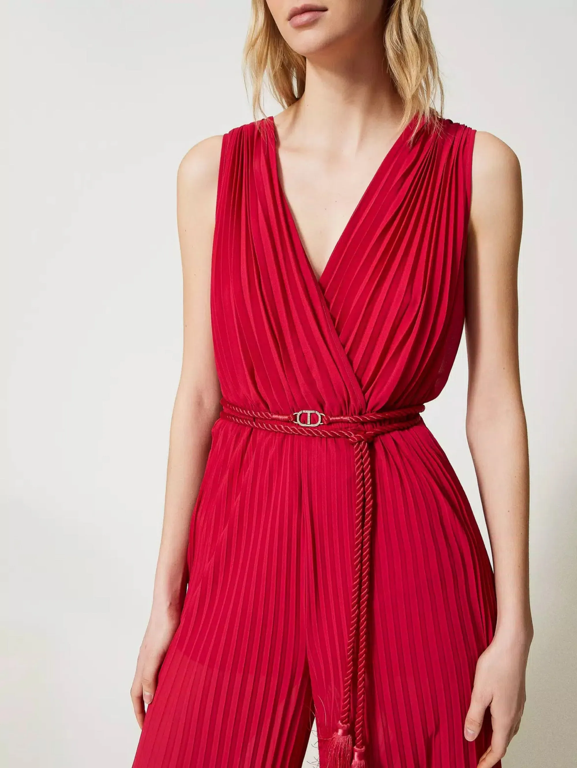 Tuta in Georgette Plissé Fucsia