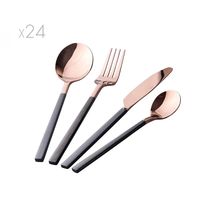 Villa D'Este Home Tivoli 1996 Set 24 posate oro e nero Stylo