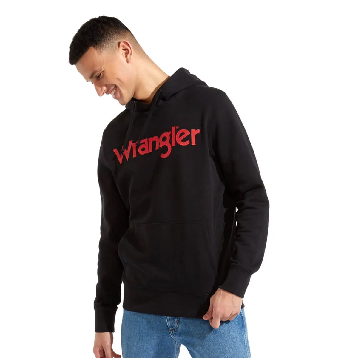 Wrangler felpa logo rosso uomo nero