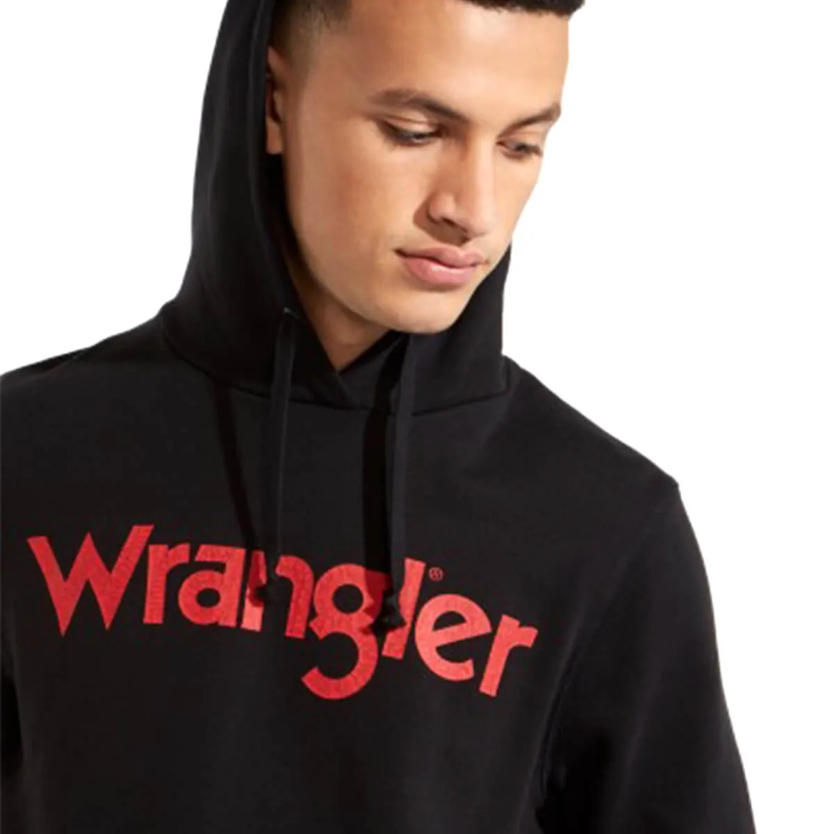 Wrangler felpa logo rosso uomo nero