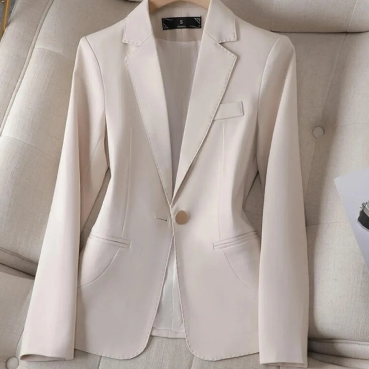 Xfpv Giacca da cappotto con temperamento a maniche lunghe con intaglio sottile tinta unita da donna Xfpv Moda Nuova marea Autunn