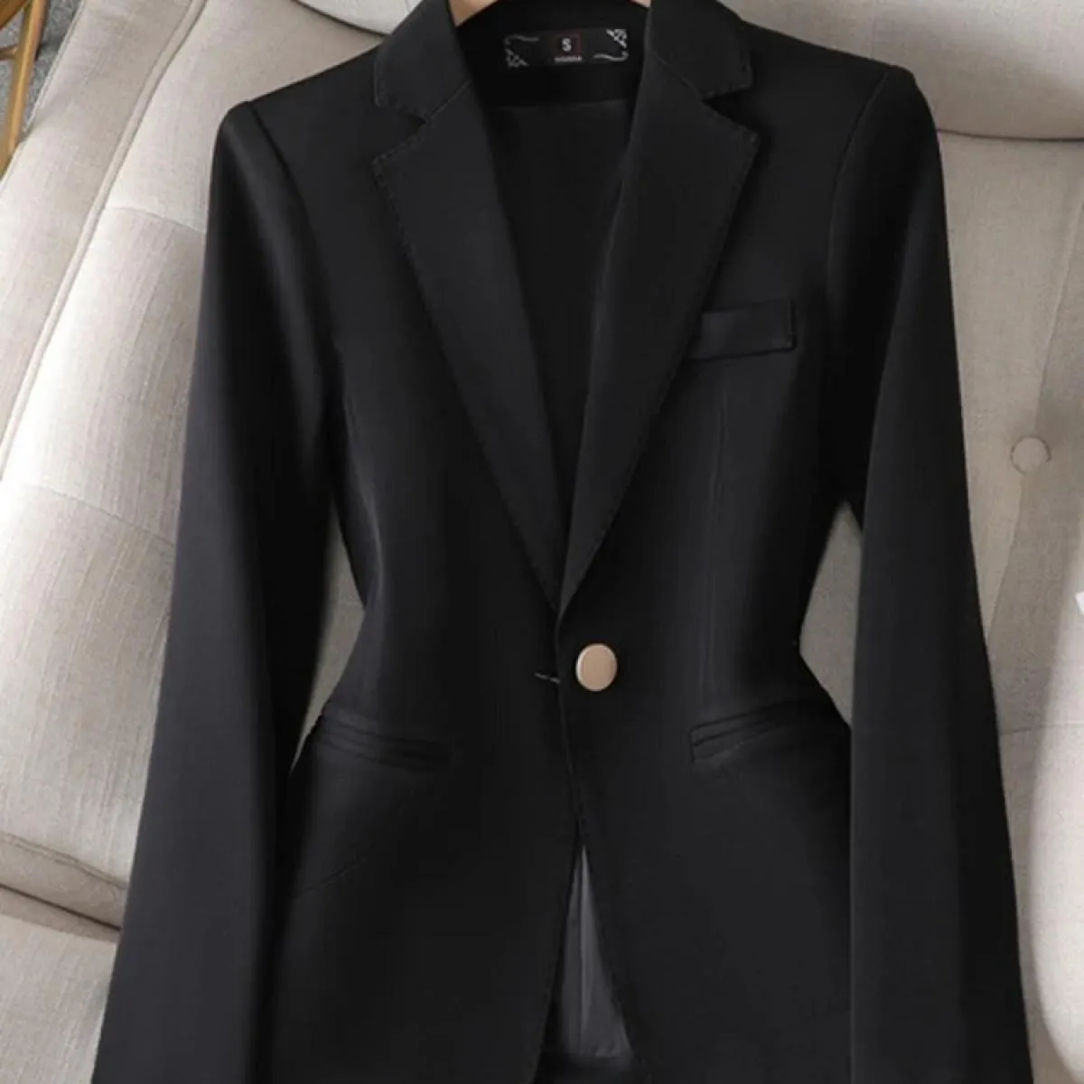 Xfpv Giacca da cappotto con temperamento a maniche lunghe con intaglio sottile tinta unita da donna Xfpv Moda Nuova marea Autunn
