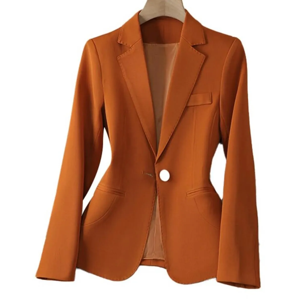 Xfpv Giacca da cappotto con temperamento a maniche lunghe con intaglio sottile tinta unita da donna Xfpv Moda Nuova marea Autunn