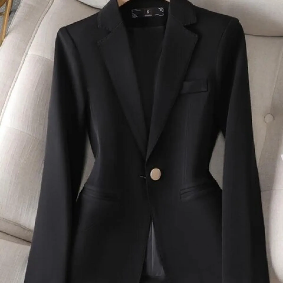 Xfpv Giacca da cappotto con temperamento a maniche lunghe con intaglio sottile tinta unita da donna Xfpv Moda Nuova marea Autunn