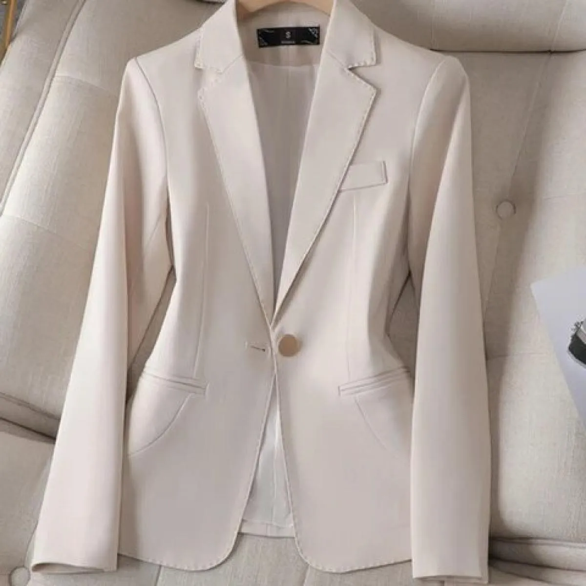 Xfpv Giacca da cappotto con temperamento a maniche lunghe con intaglio sottile tinta unita da donna Xfpv Moda Nuova marea Autunn