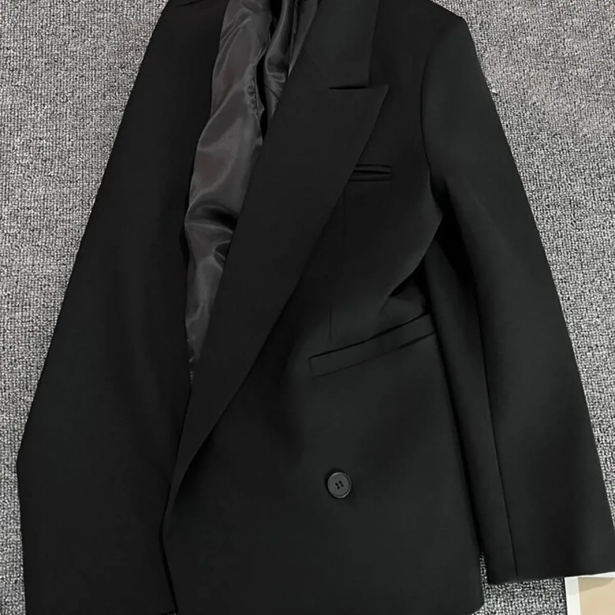 Xfpv Office Lady Abito con intaglio Vestiti Donna Giacca nera con bottoni a maniche lunghe Giacca da cappotto 2023 Primavera Aut