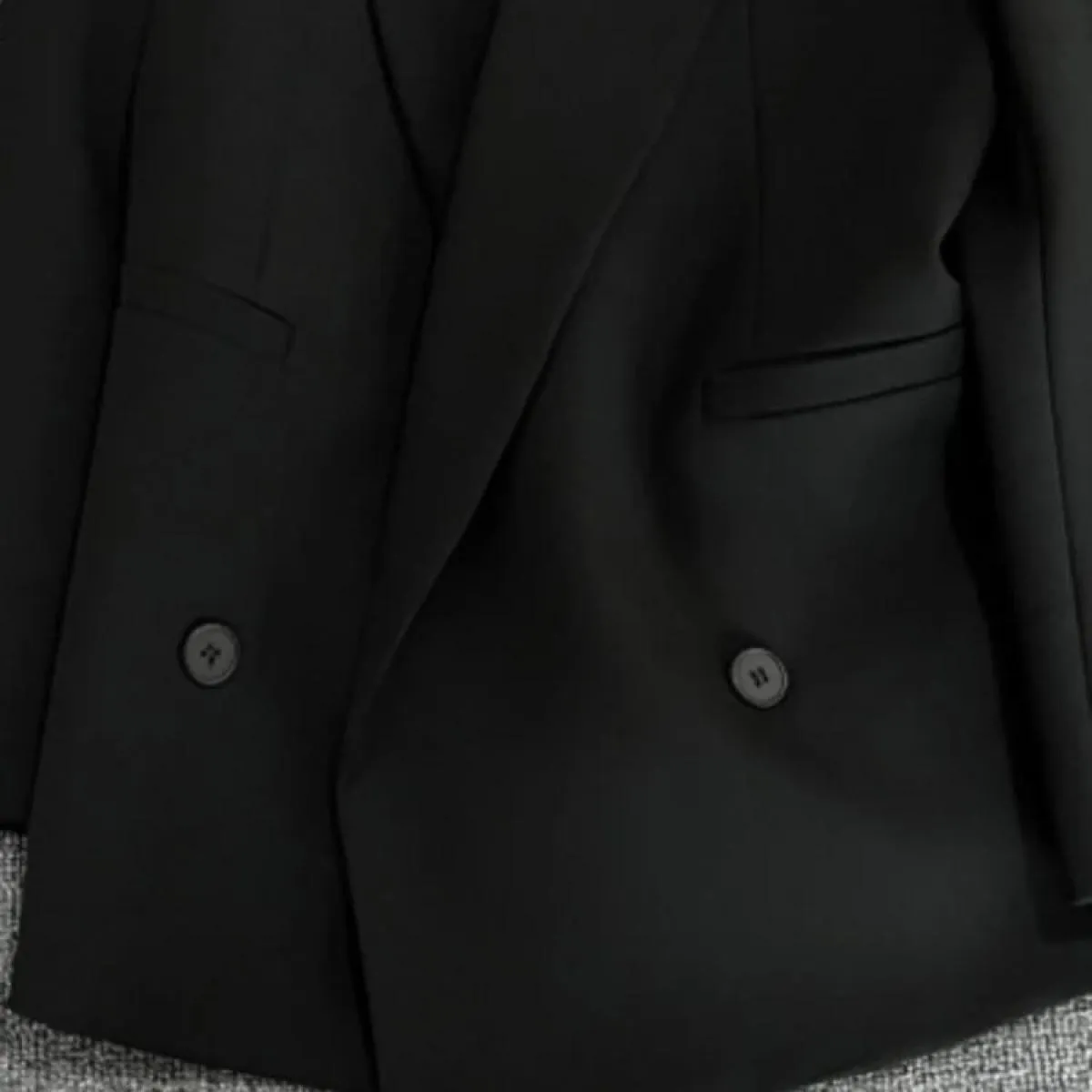 Xfpv Office Lady Abito con intaglio Vestiti Donna Giacca nera con bottoni a maniche lunghe Giacca da cappotto 2023 Primavera Aut