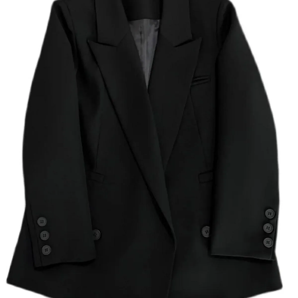Xfpv Office Lady Abito con intaglio Vestiti Donna Giacca nera con bottoni a maniche lunghe Giacca da cappotto 2023 Primavera Aut