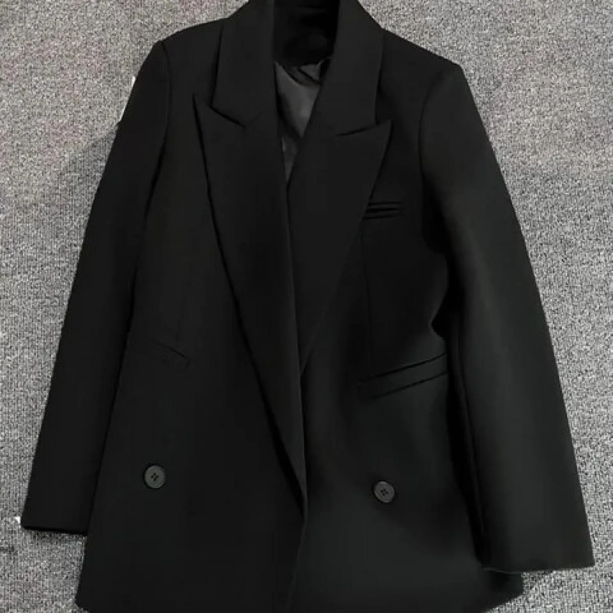 Xfpv Office Lady Abito con intaglio Vestiti Donna Giacca nera con bottoni a maniche lunghe Giacca da cappotto 2023 Primavera Aut